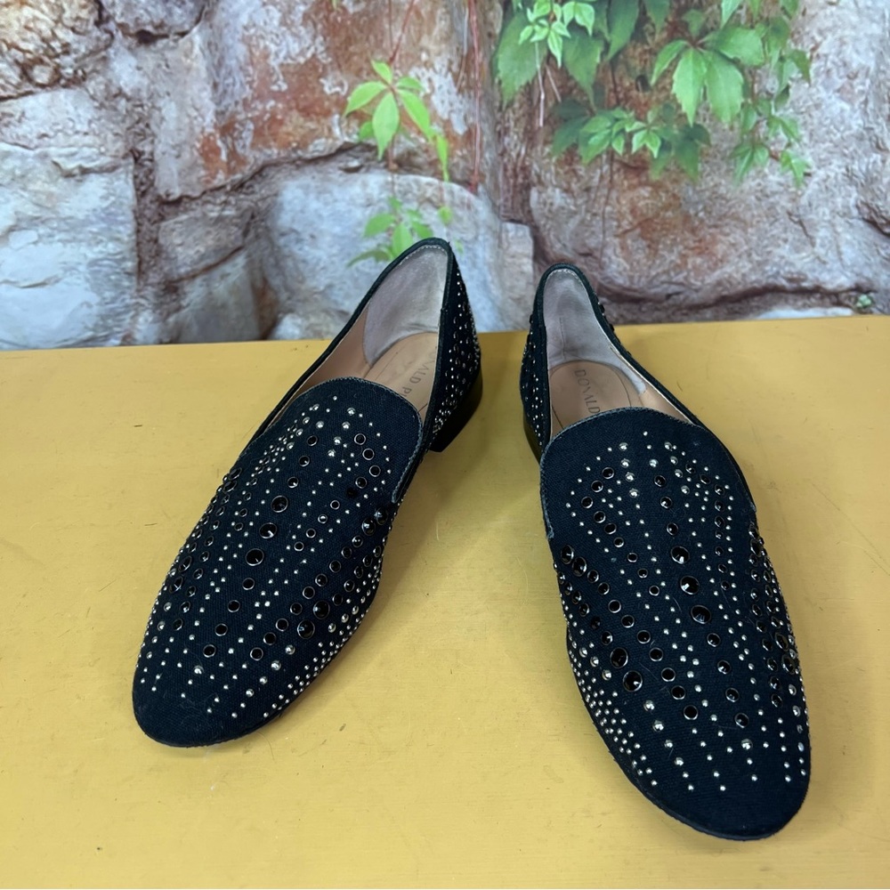 DONALD PLINER Black Textile Modern Downtown Walkable Studded Loafers, 8.5 - Picture 7 of 16
